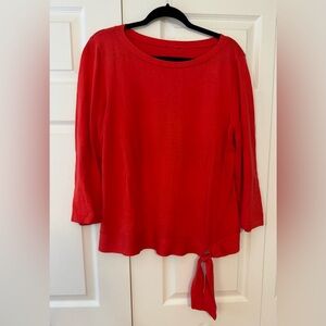 Talbots Red Tie Front 3/4 Sleeve Sweater